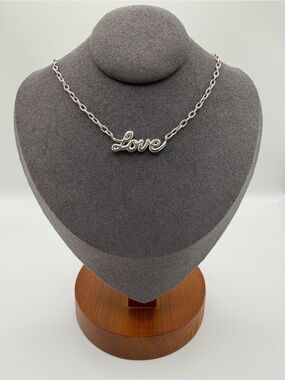 Charles Garnier Silver 'Love' Script Pendant Necklace 18 inches - Women Jewelry